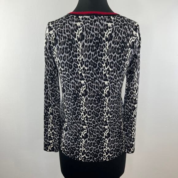 GERARD DAREL Black White Leopard Print Long Sleeve Merino Wool Sweater Size 1 - Picture 2 of 9